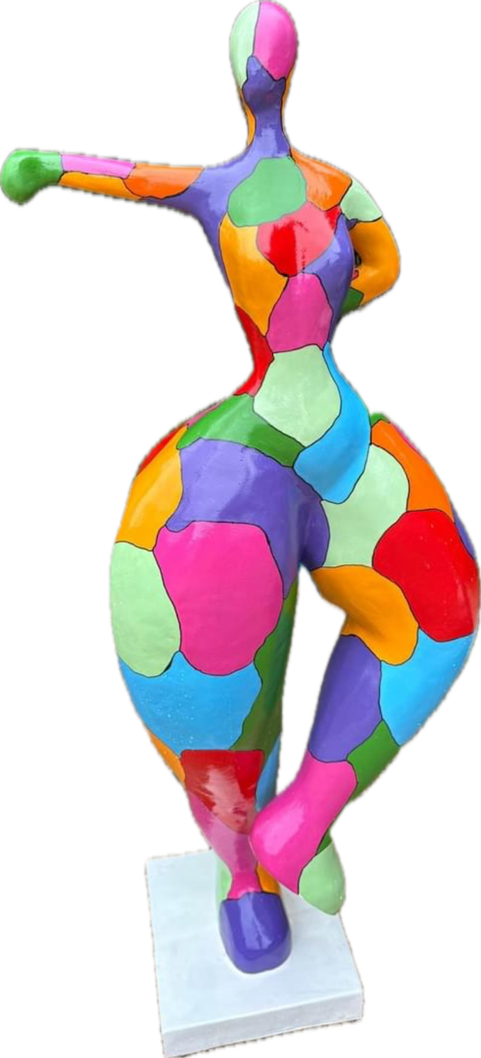 Statue danseuse multicouleur en résine - H 135cm