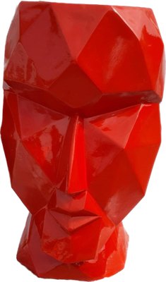 Pot de fleur avec un visage ROUGE Pot de fleur avec un visage ROUGE