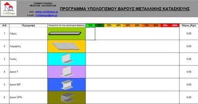 Πρόγραμμα υπολογισμού βάρους μεταλλικής κατασκευής