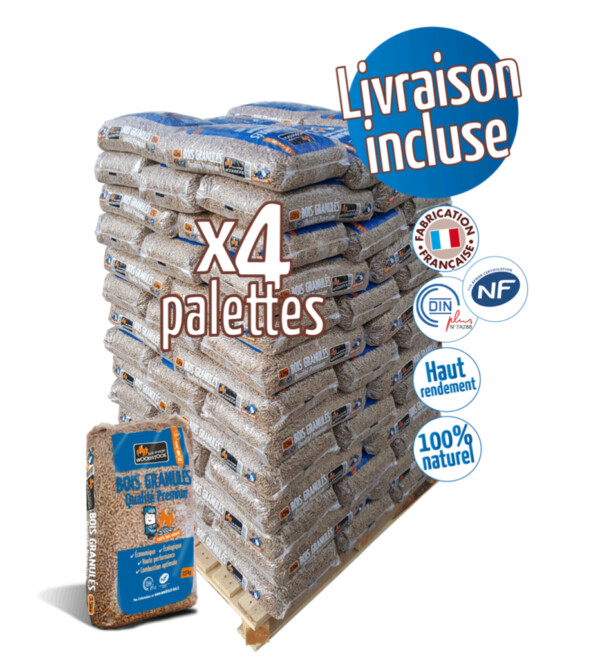 Palette de granulés WOODSTOCK x 4 (264 sacs) de 15 Kg