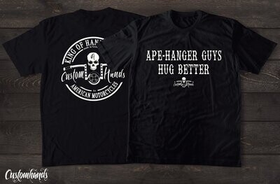 Customhands T-Shirt Motiv: Ape-hanger guys hug better / Customhands Logo