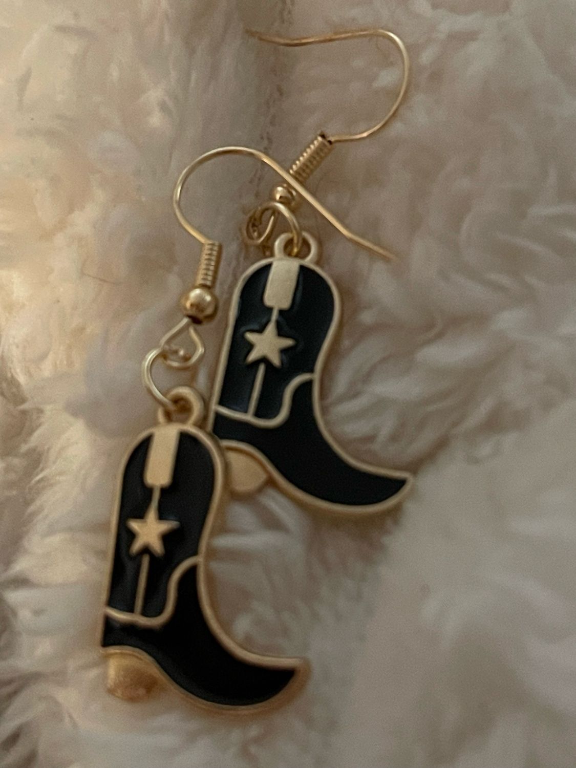 Black And Gold Cowgirl Boot Earrings