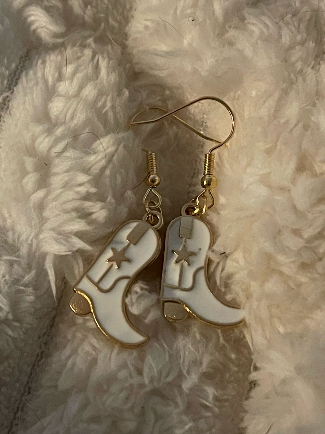 White And Gold Cowgirl Earrings