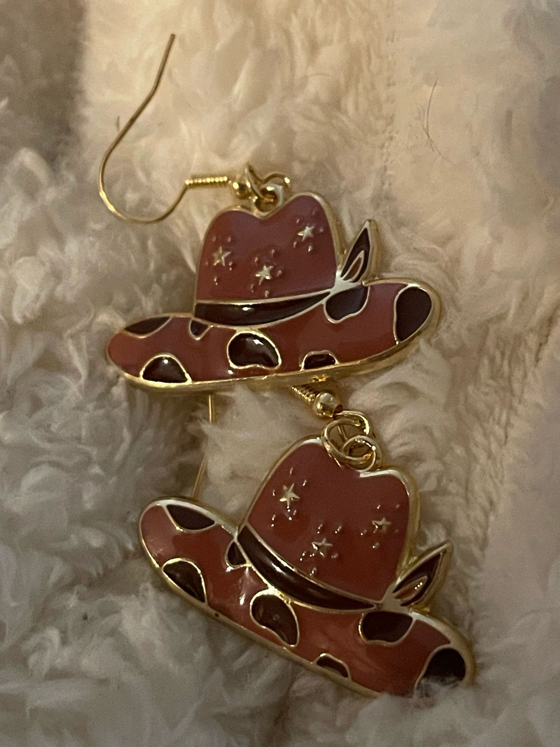 Pink/Black And Gold Cowgirl Hat Earrings