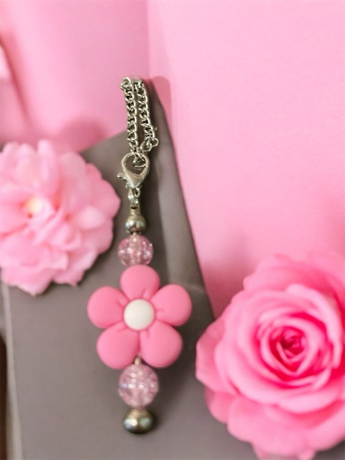 Pink Flower Tumbler Jewelry