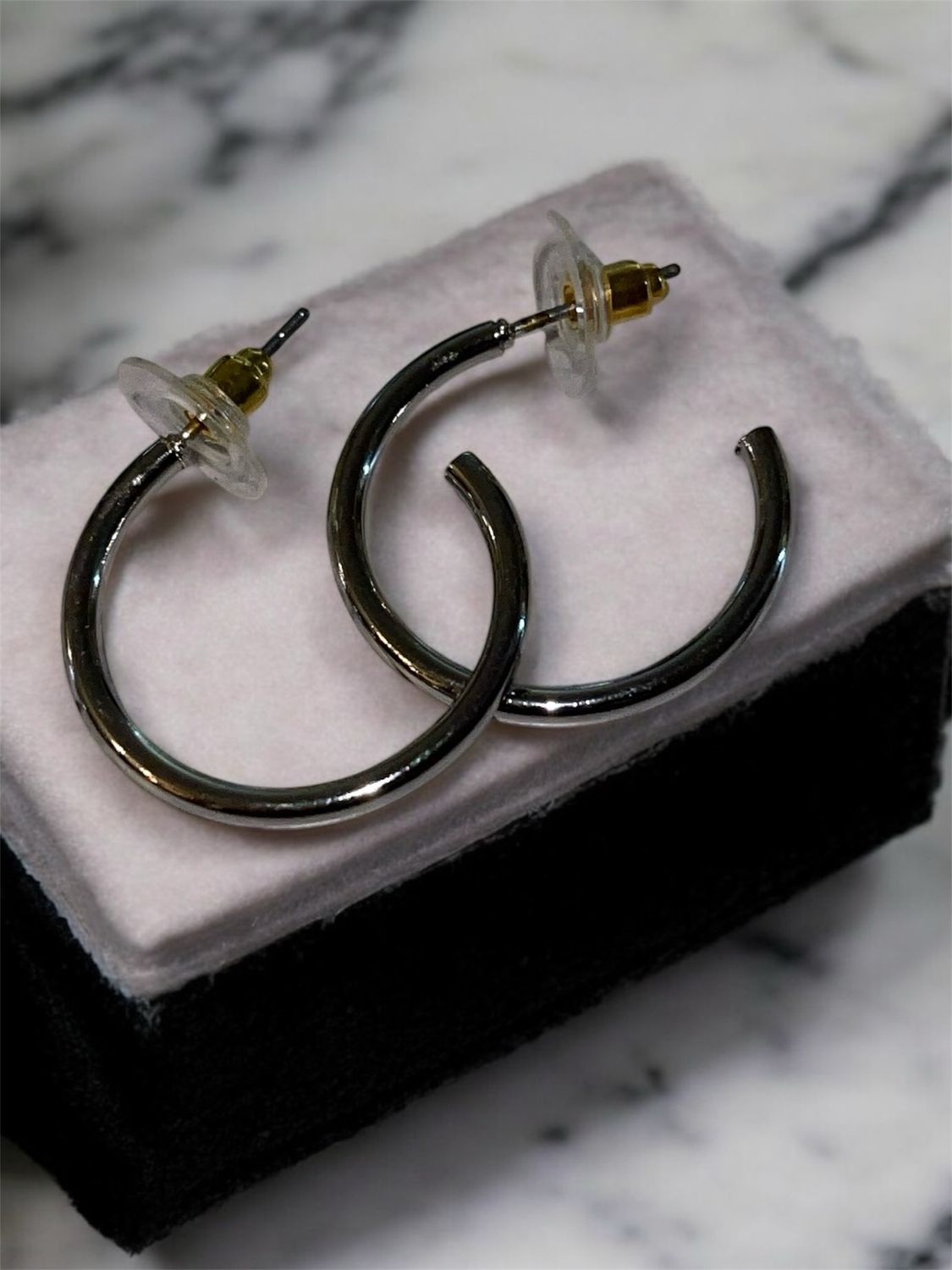 Medium Silver Hoop Earrings