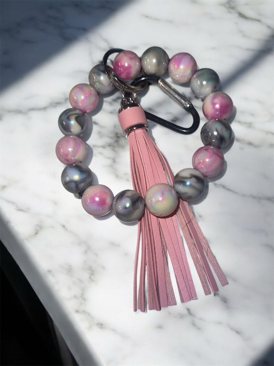 Pink And Dark Gray Wristlet