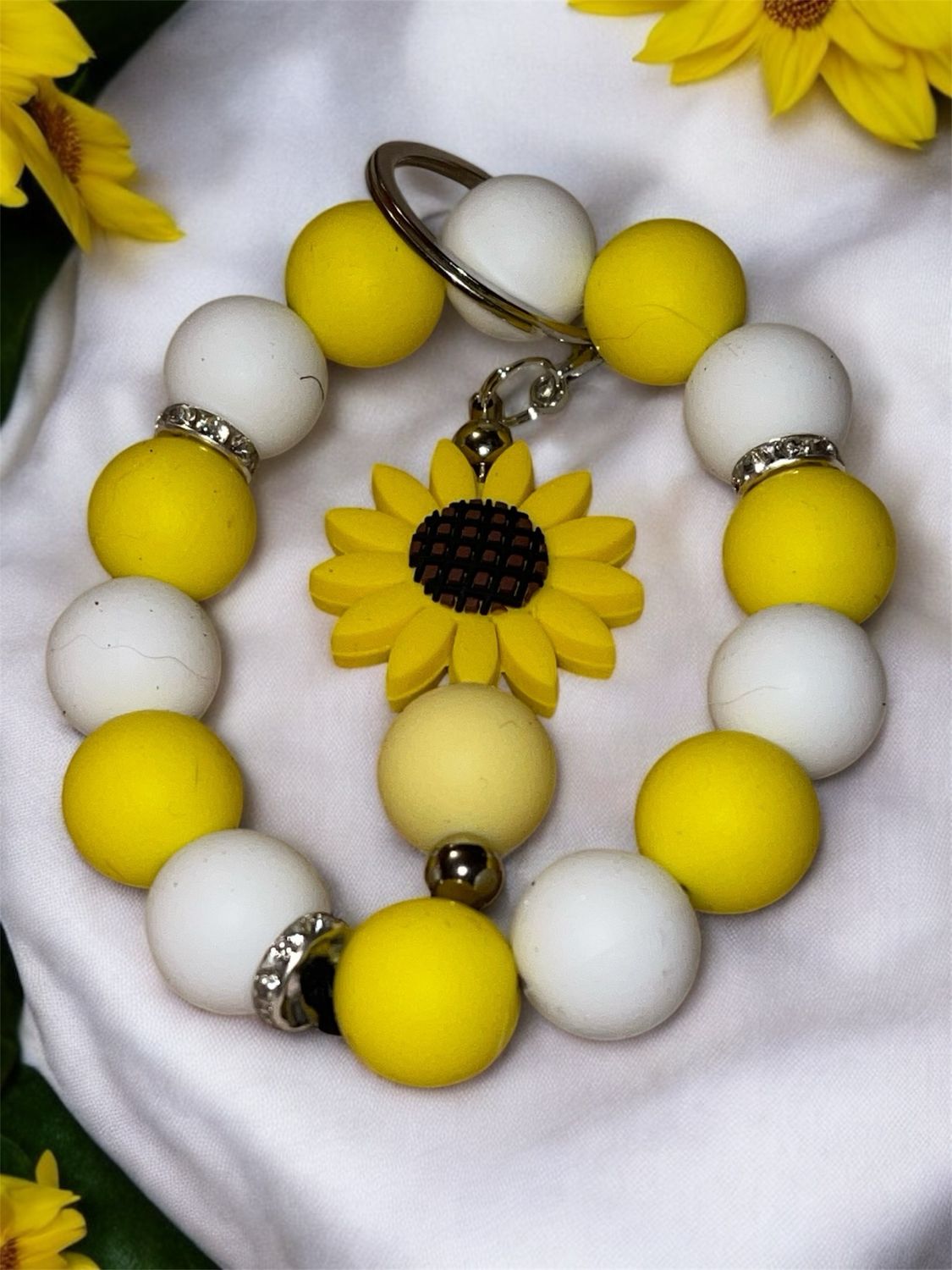 Yellow Sunflower Keychain Wristlet