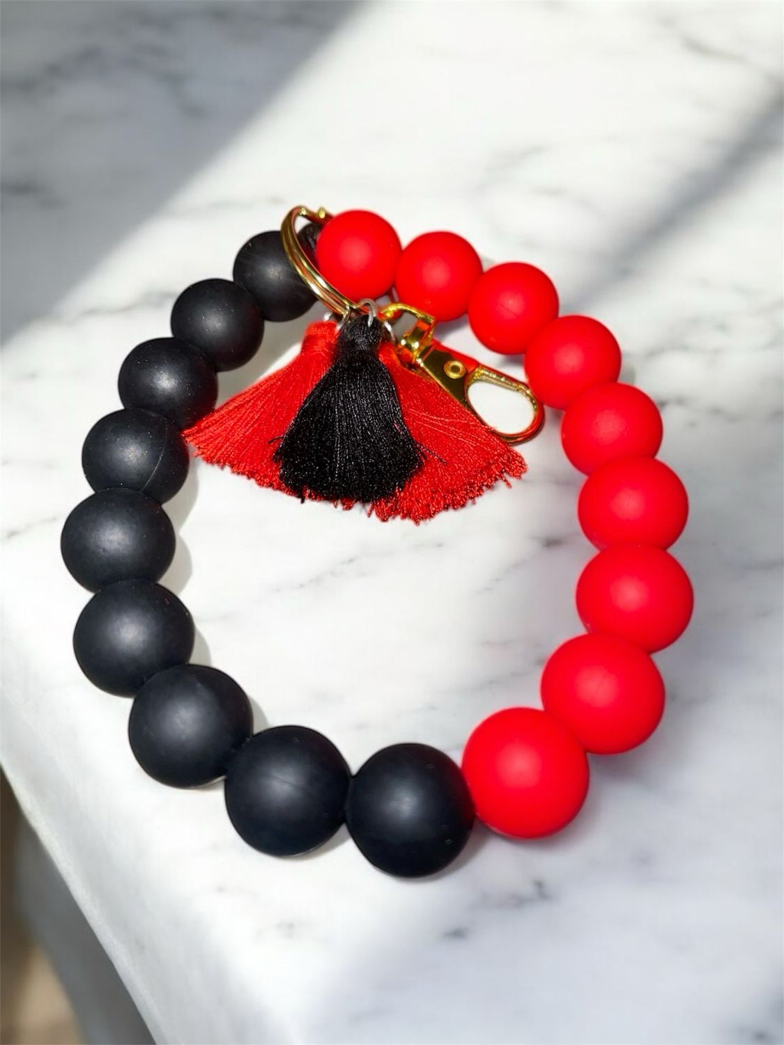 Red And Black Keychain Wristlet