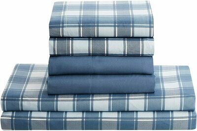 King Sheet Set with Shams - Checkered Blue