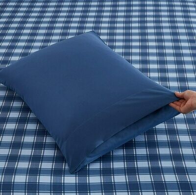 King Sheet Set with Shams - Checkered Blue