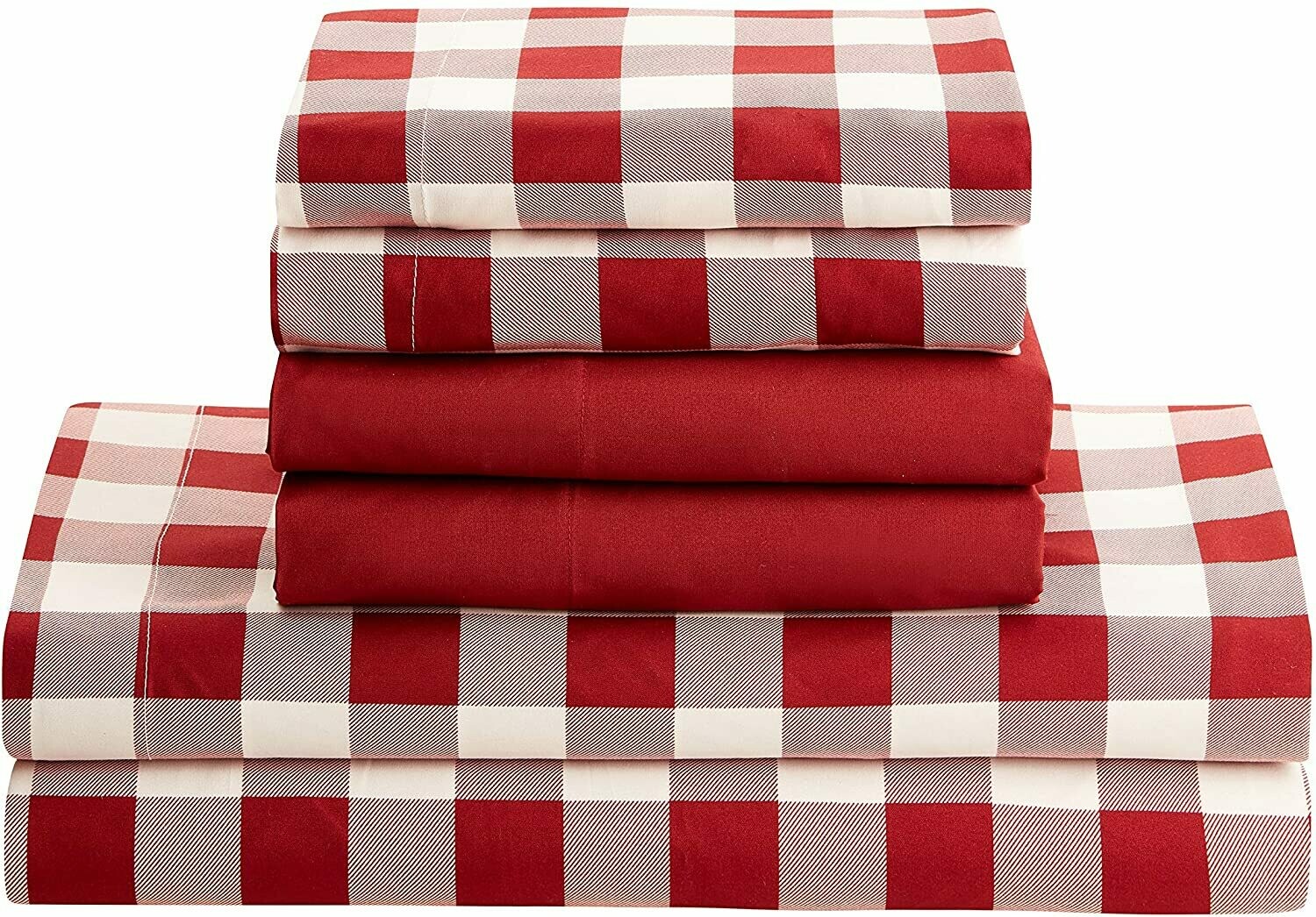 Queen Sheet Set with Shams - Checkered Red