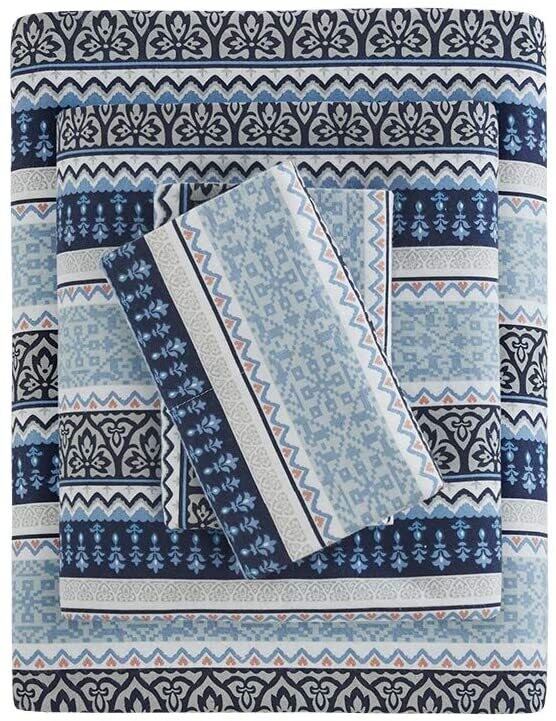 Queen 100% Cotton Flannel - Blue Fair Isle