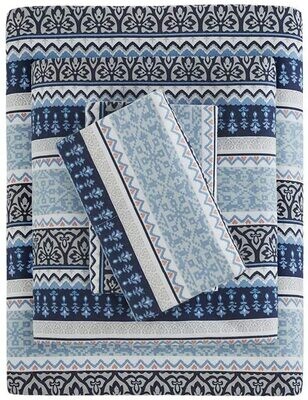 Queen 100% Cotton Flannel - Blue Fair Isle