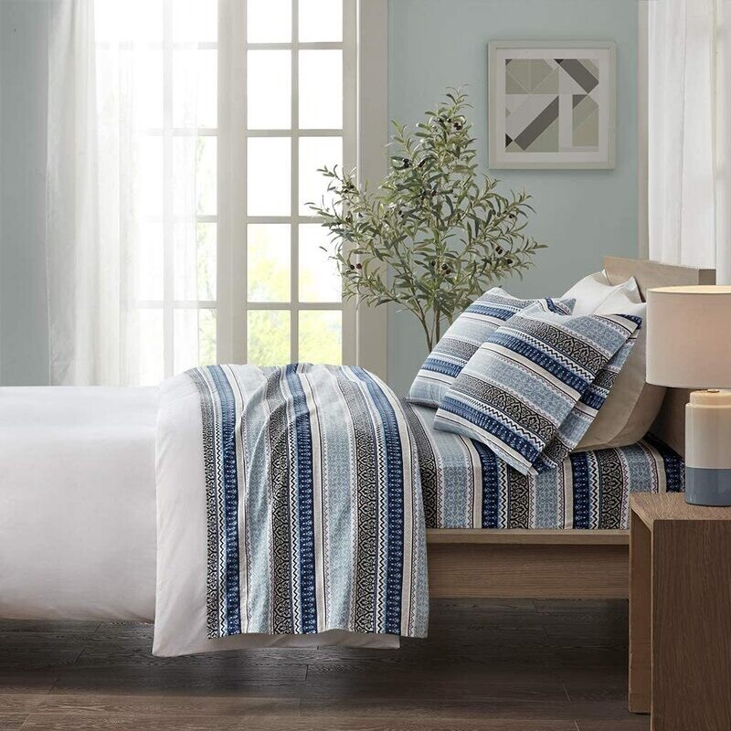 King 100% Cotton Flannel - Blue Fair Isle