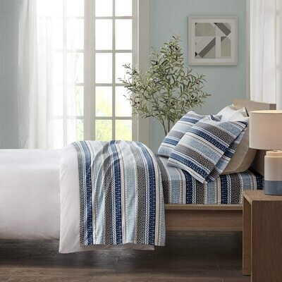 Queen 100% Cotton Flannel - Blue Fair Isle