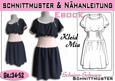 pdf.Schnittmuster/Ebook Kleid "Mia" Gr:34-52