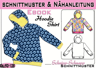 pdf.Schnittmuster Kinder Hoodie Shirt Gr.:92-128