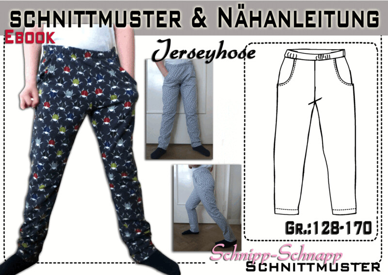 Schnittmuster + Anleitung Jersey Hose GR. 128-170