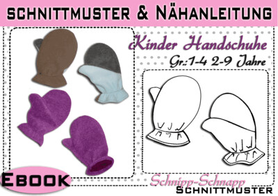 pdf.Schnittmuster Kinder Handschuhe / Fäustlinge