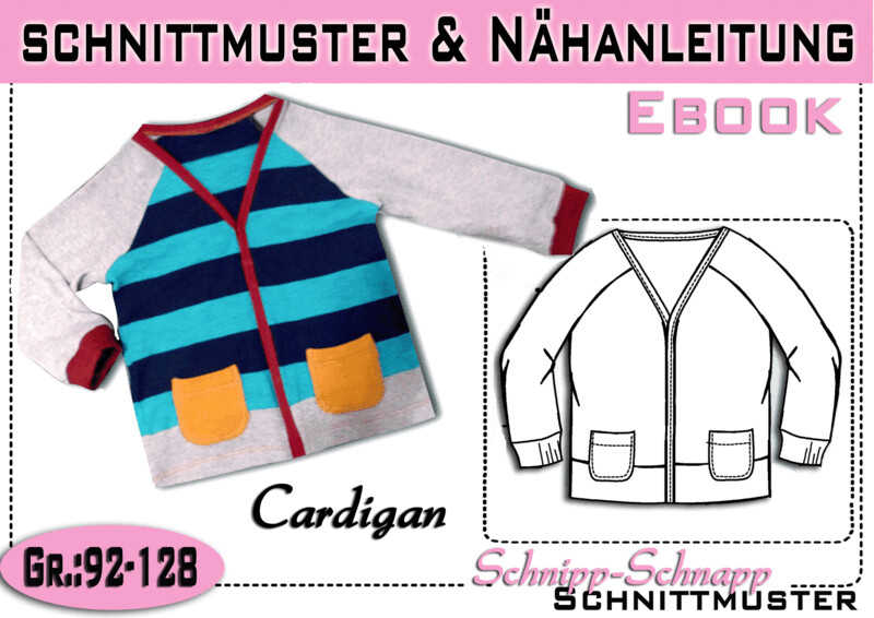 pdf.Schnittmuster/Ebook Cardigan Gr:92-128