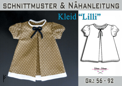 pdf.Schnittmuster für ein Baby Kleid "Lilli" Gr.:56-92