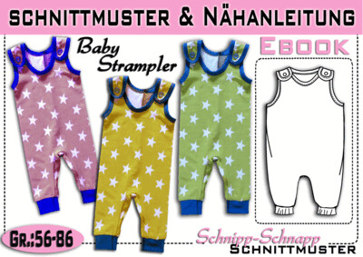 pdf.Schnittmuster Baby Strampler Gr.:56-86