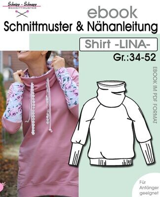 pdf.Schnittmuster & Anleitung Shirt "Lina" Gr:34-52