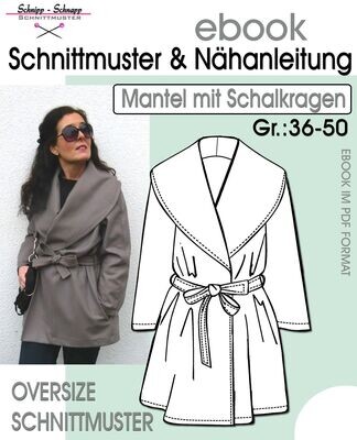 Oversize Mantel mit Schalkragen Gr.:36-52
