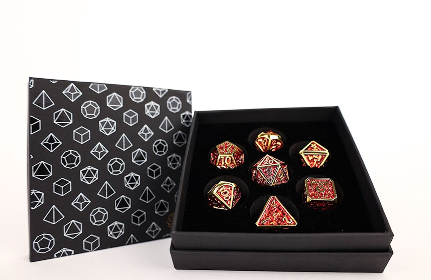 LPG Dice Set - Metal RPG Draco Dark Red/Gold