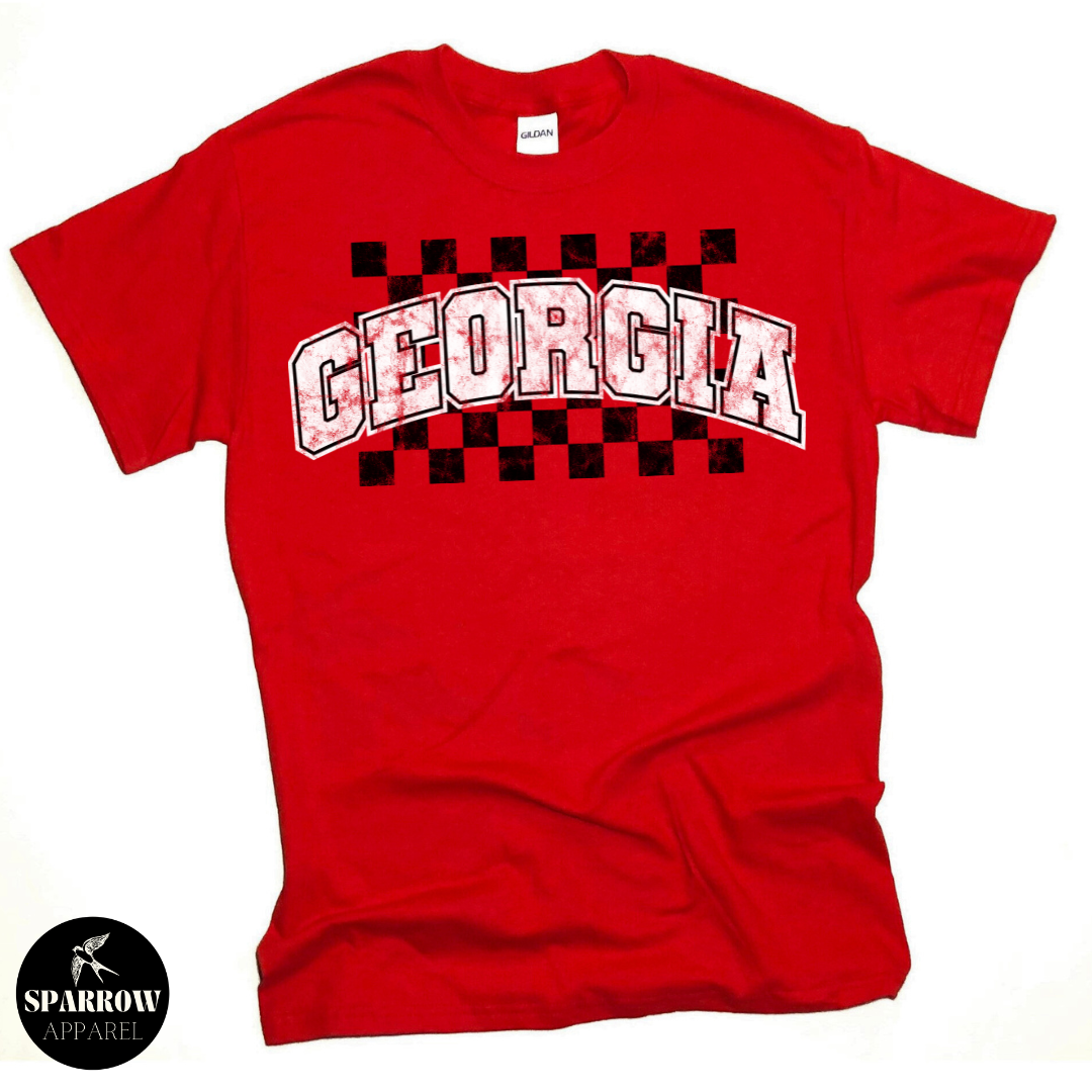 Georgia Checkered Tee - Red