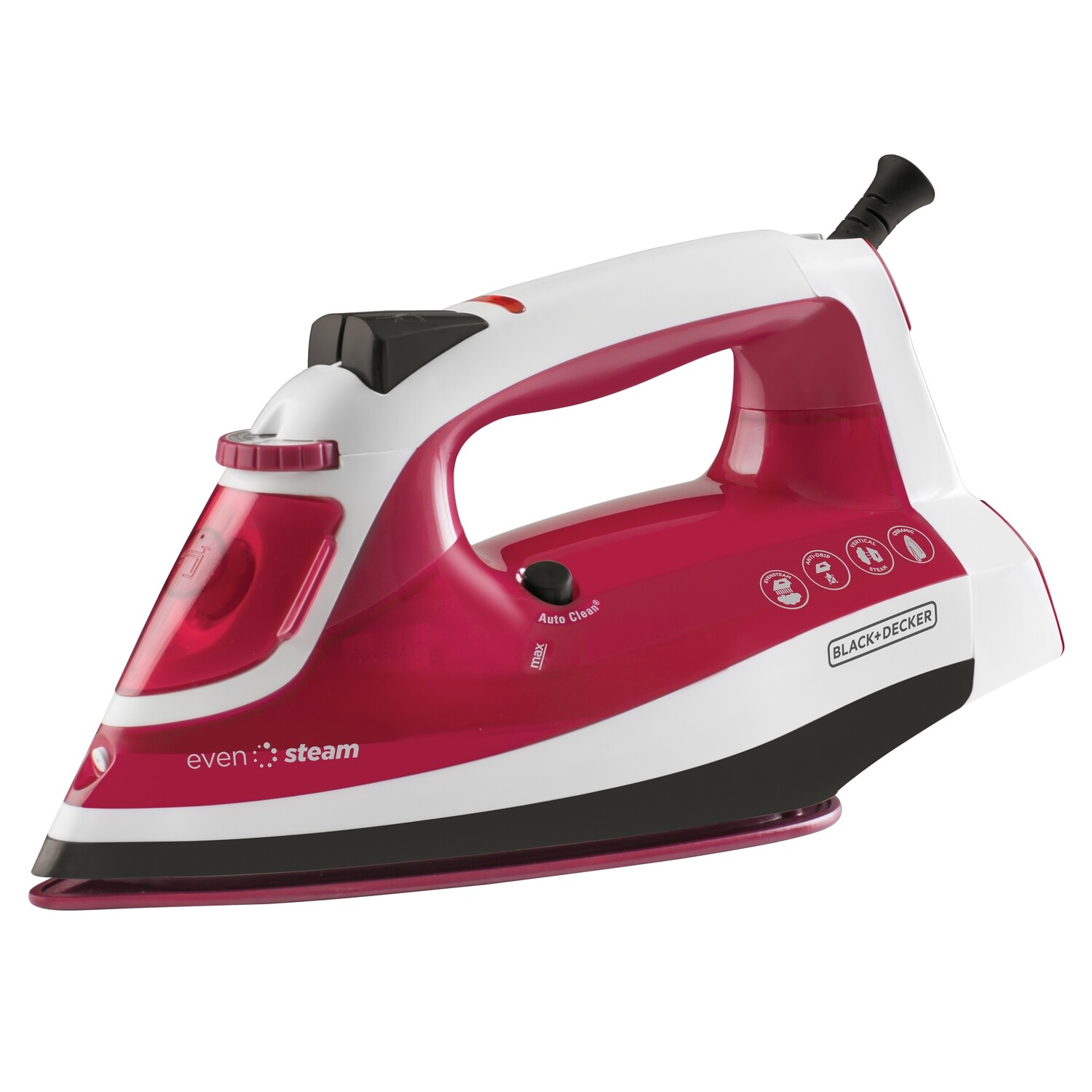 Plancha de vapor suela ceramica roja even steam Black + Decker IR1922