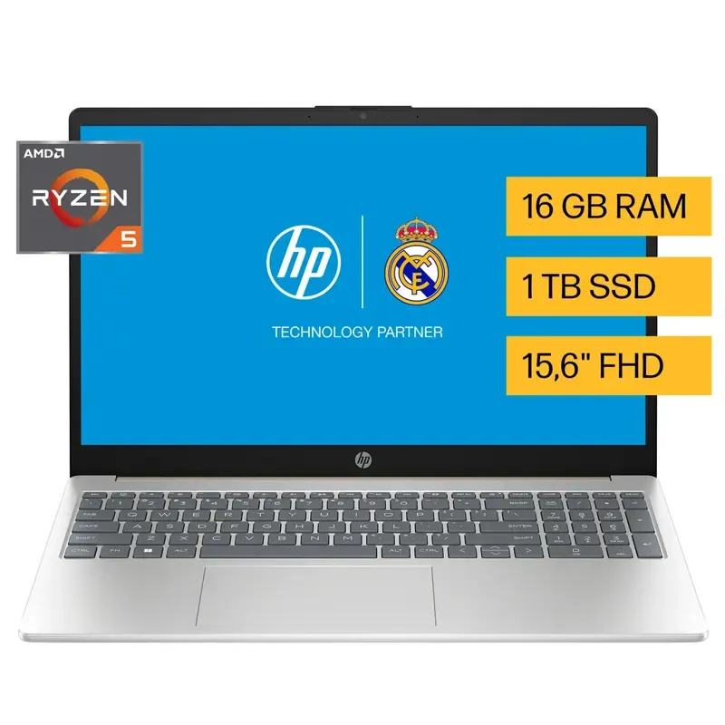 HP 15-fc0258la - Notebook - 15.6" - AMD Ryzen 5 7520U / 4.3 GHz - DDR5 SDRAM - 16 GB - 1 TB - AMD Radeon