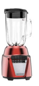 Black + Decker Licuadora Rojo Acero Inoxidable 700 Watts, 8 Veloc. Jarra vidrio 1.25L BL0876-2RDLA