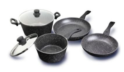 Westinghouse juego de 2 ollas 2 sartenes de aluminio forjado acabado marmol de 6 piezas - WCCS000906AMBB