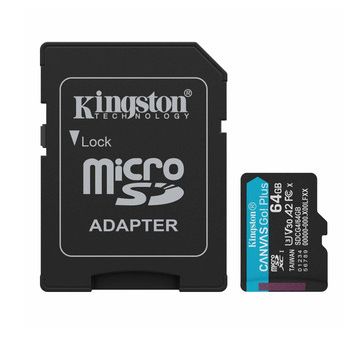 Kingston memoria microSDXC 64 GB canvas go plus gen4 200MB/s A2 U3 V30 card + ADP - SDCG4/64GB