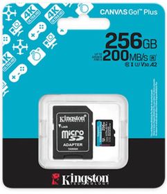 Kingston tarjeta de memoria flash micro SD canvas GO plus Gen 4 200MB/s A2 U3 V30 tarjeta con adaptador - SDCG4/256GB