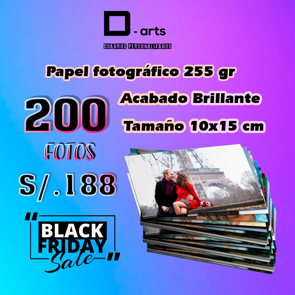 PACK 200 FOTOSJUMBO  EN GRAMAJE 255 MEDIDA 10X15 CM