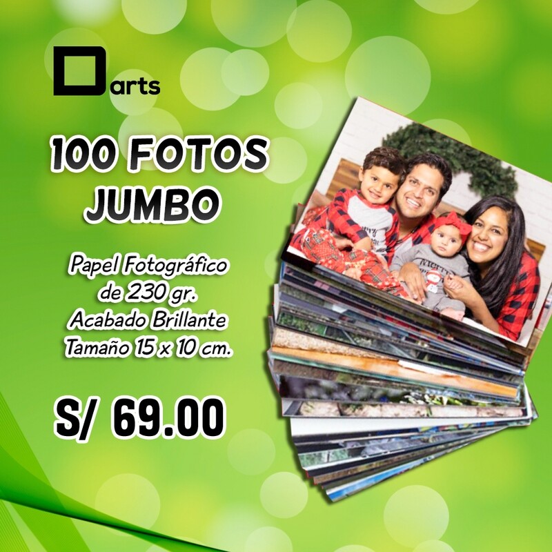 PACK 100 FOTOS JUMBO EN GRAMAJE 230 MEDIDA 10X15 CM