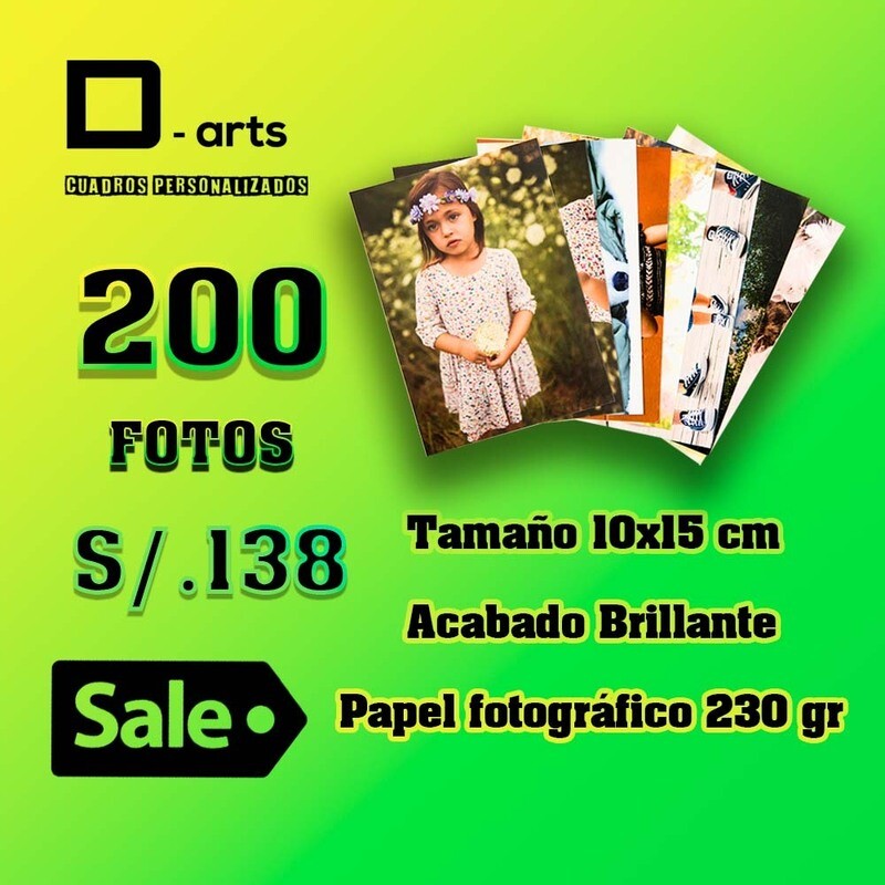 PACK 200 FOTOS JUMBO EN GRAMAJE 230 MEDIDA 10X15 CM