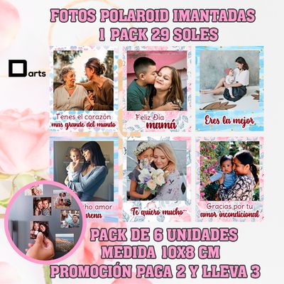FOTOS POLAROID IMANTADAS CON DISEÑO (PACK x 6 UNIDADES 10X8 CM)