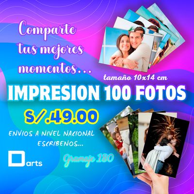 PACK 100 FOTOS JUMBO EN GRAMAJE 180 MEDIDA 10X14CM