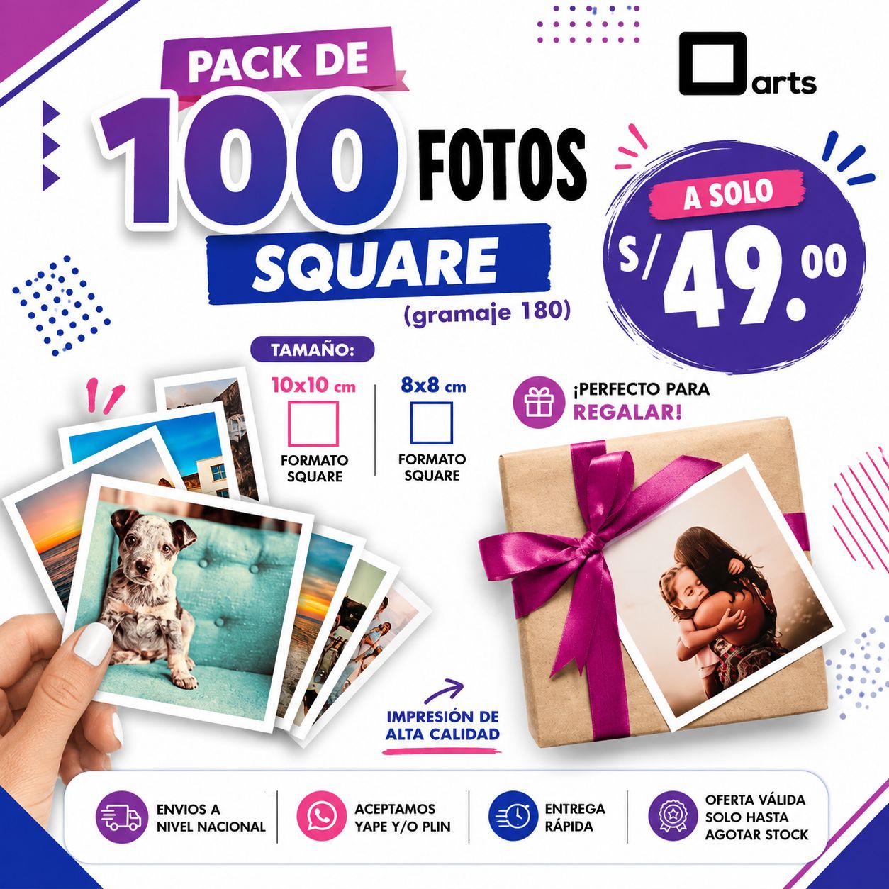PACK 100 FOTOS SQUARE