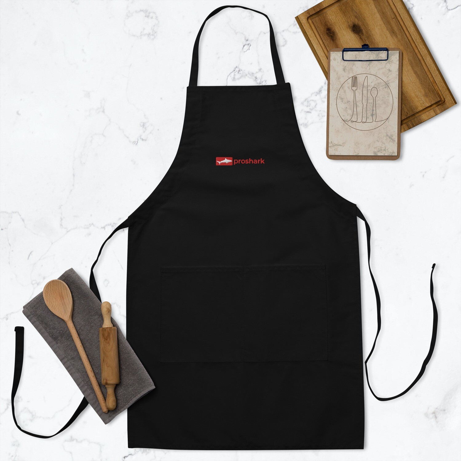 Embroidered Apron, Color: Black