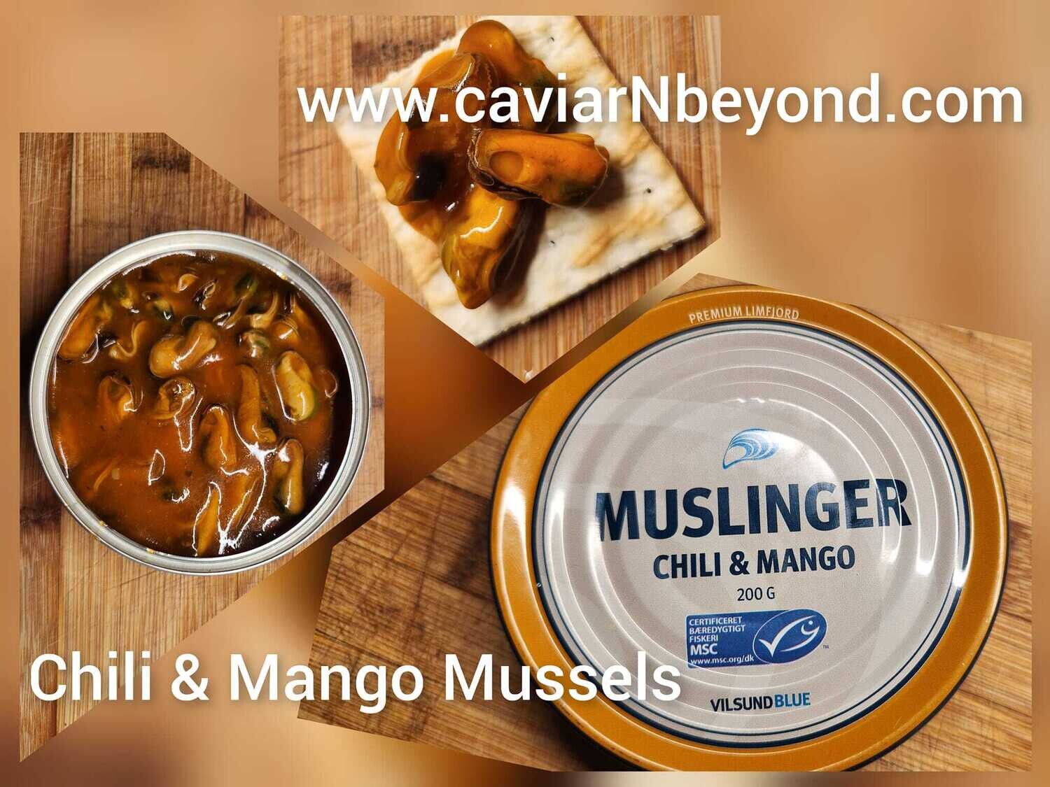 MUSSELS, two options to choose from: (1)Smoked or (2)Chili&amp;Mango