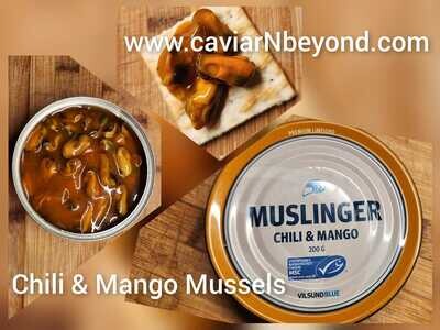 MUSSELS, two options to choose from: (1)Smoked or (2)Chili&Mango MUSSELS, two options to choose from: (1)Smoked or (2)Chili&Mango