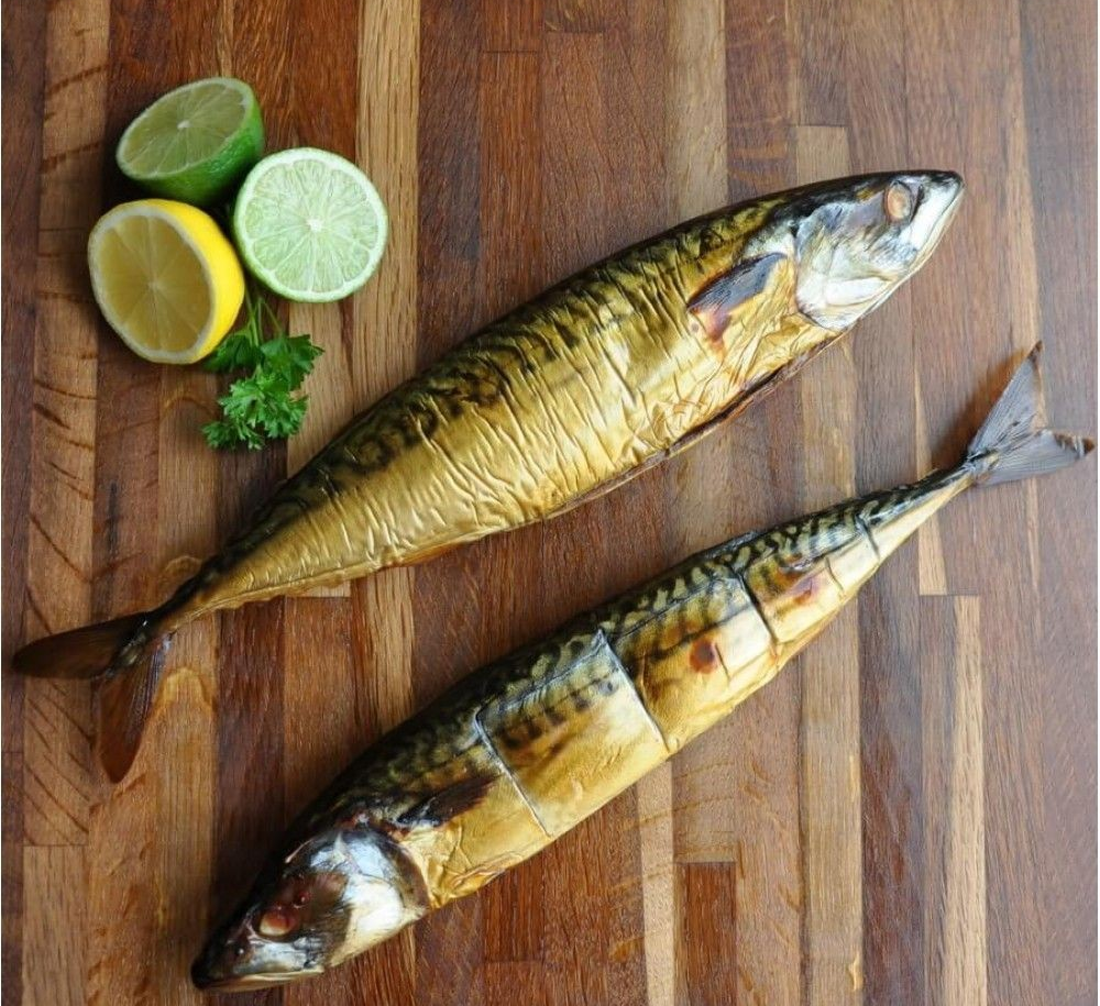 Fish (smoked): mackerel Hot Smoked. Frozen and vacuum packed. Kosher (U). WILD