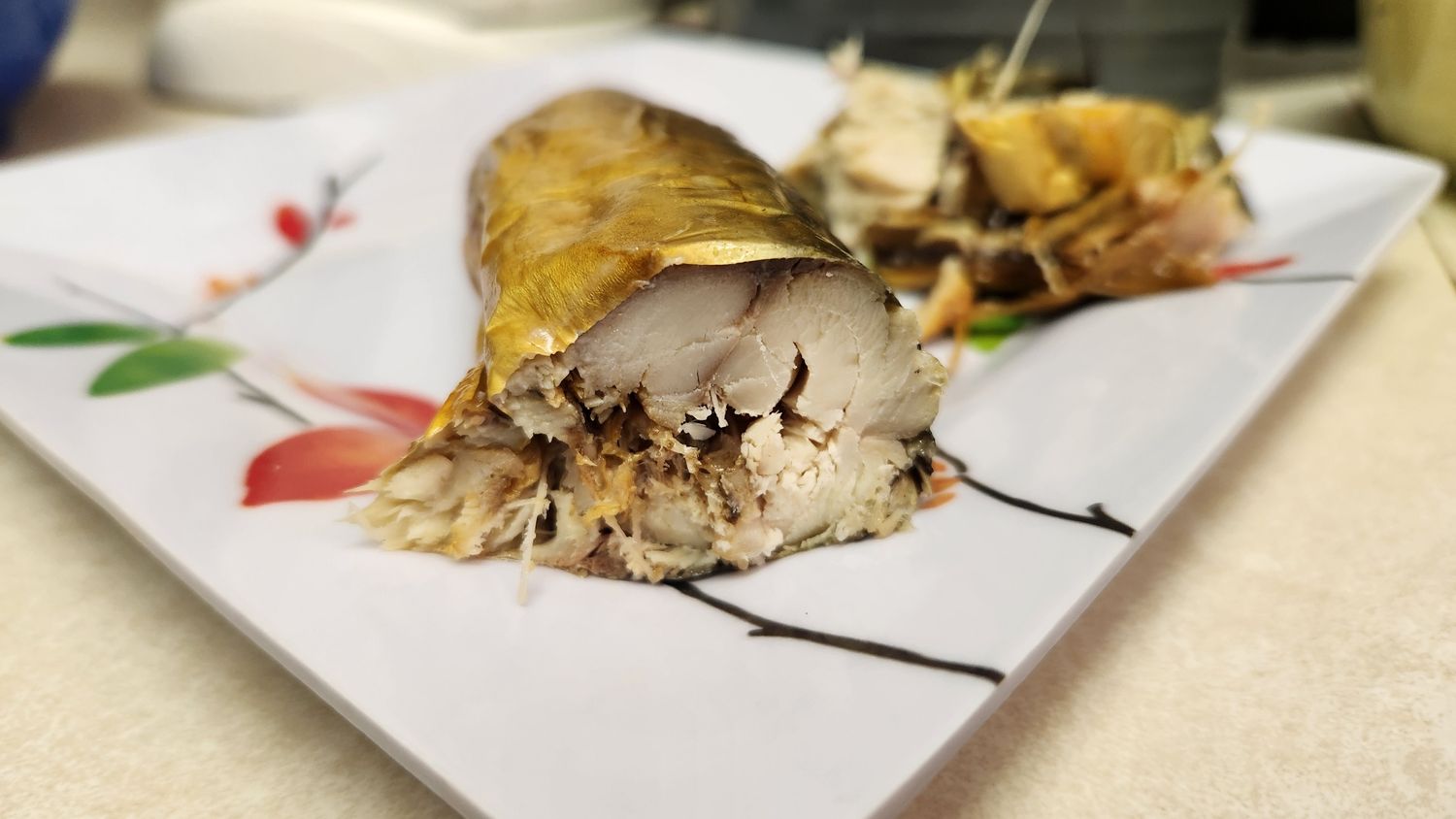 Fish (smoked): mackerel Hot Smoked. Frozen and vacuum packed. Kosher (U). WILD