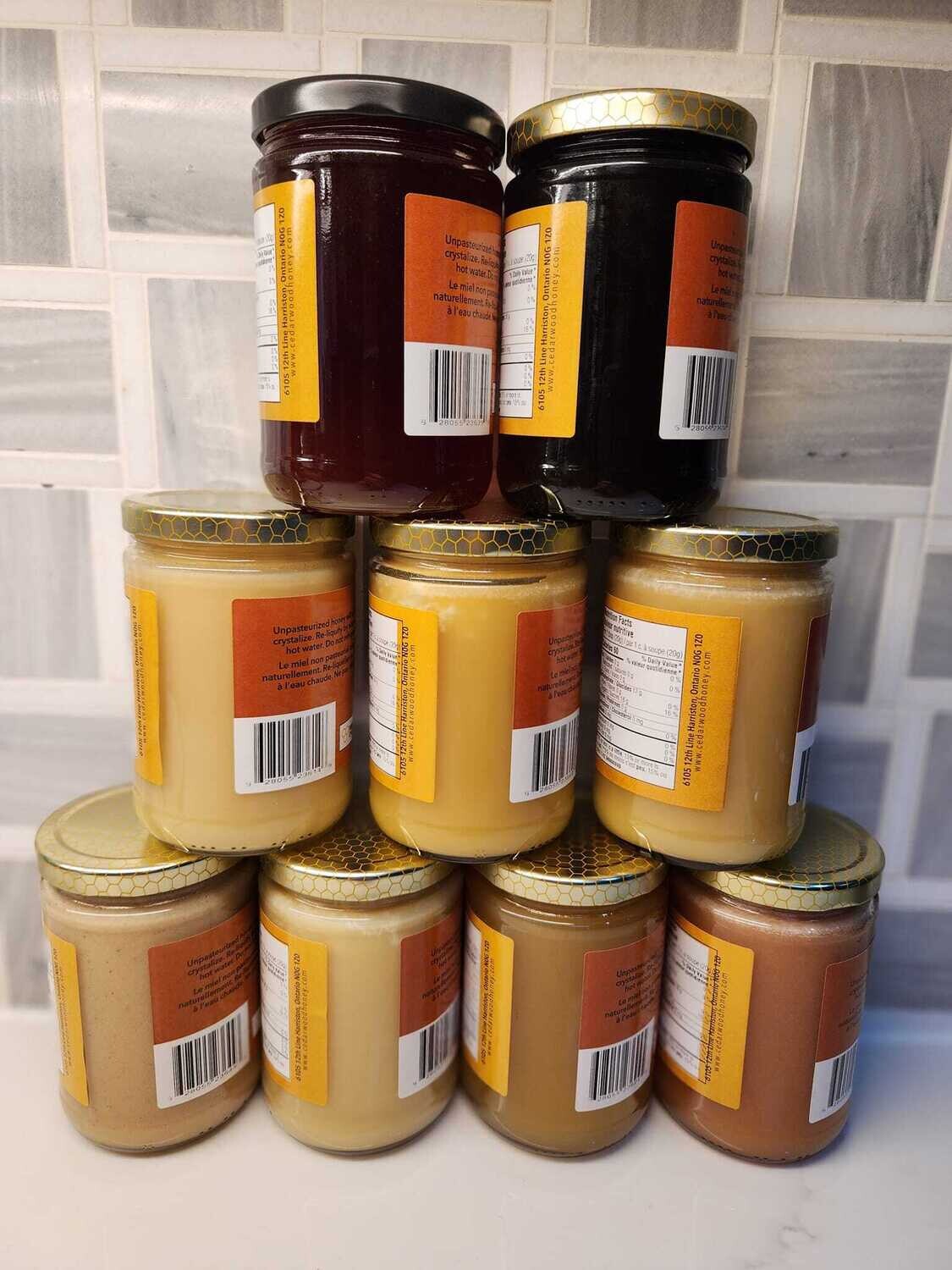 Honey 500gr (fresh, unpasteurized): different flavours to choose from