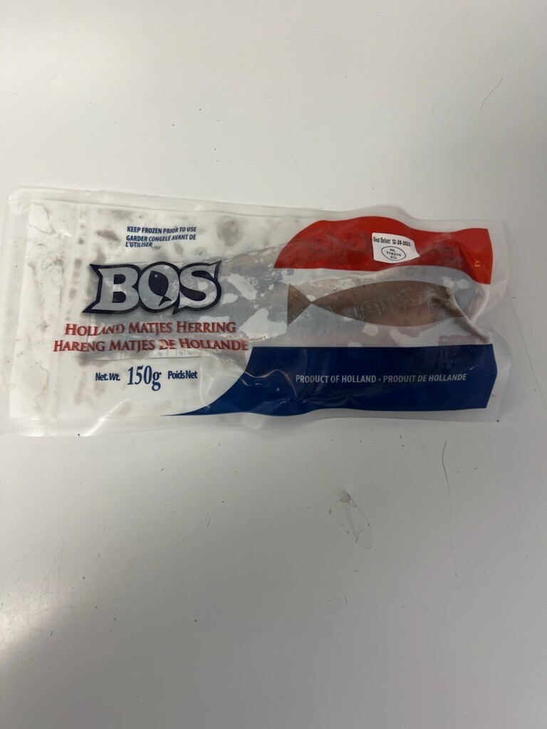 Fish (salted): Herring (WILD) 150gr, from Holland. cleaned fillets, no oil, no vinegar. premium quality item.